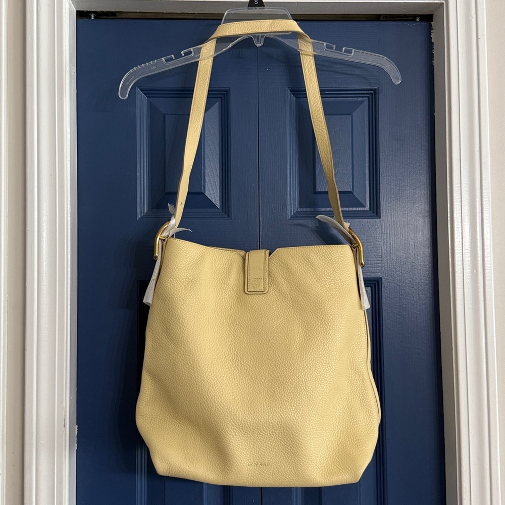 Anne Klein Butter Yellow Leather Hobo Shoulder Bag Toggle Tassel NWT - Picture 5 of 10